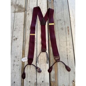 VINTAGE PELICAN USA‎ DUAL SHADE MAROON STRIPED BUTTON ON SUSPENDERS SPB138